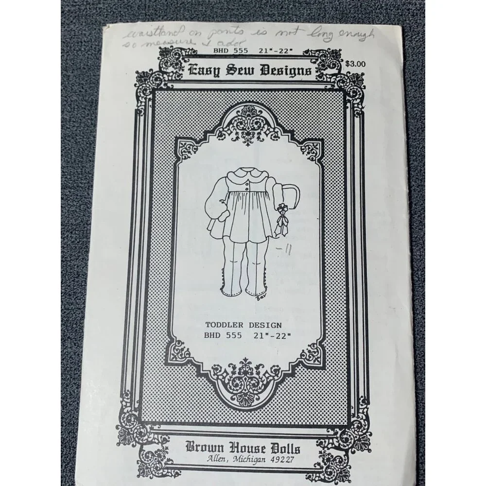 Easy Sew Designs Doll Clothing Pattern BHD 555 21